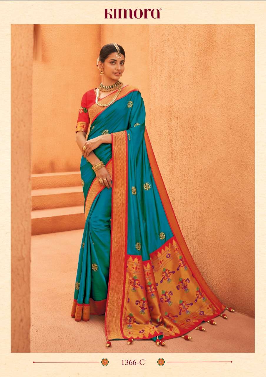 SUNHERI VOL-14 HIT DESIGNS BY KIMORA INDIAN HEAVY DESIGNER SILK SAREES