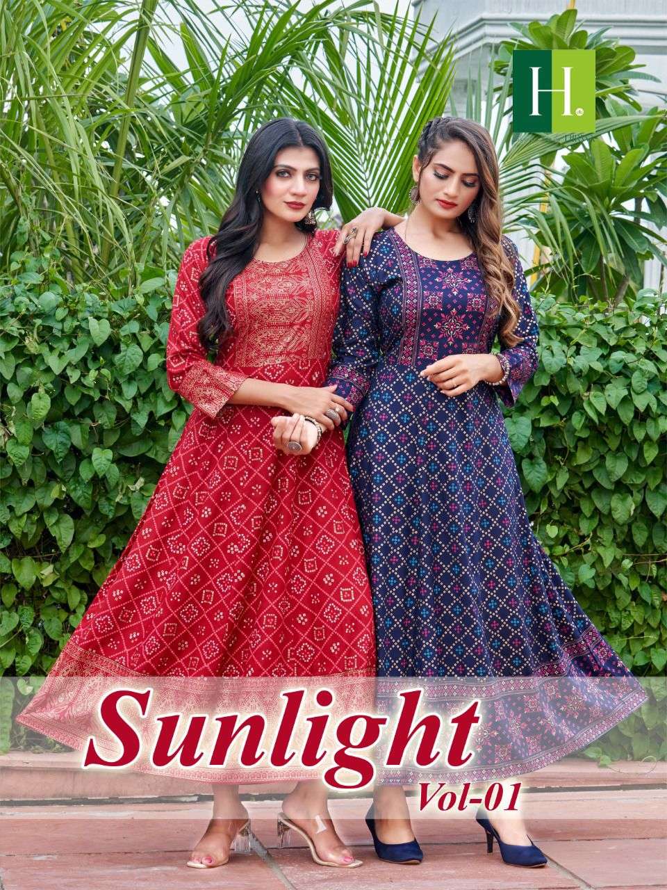 SUNLIGHT VOL-1 BY H DOT 01 TO 10 SERIES RAYON PRINT GOWNS