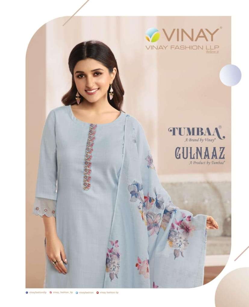 TUMBAA GULNAAZ BY VINAY FASHION 40291 TO 40298 SERIES LINEN DRESSES