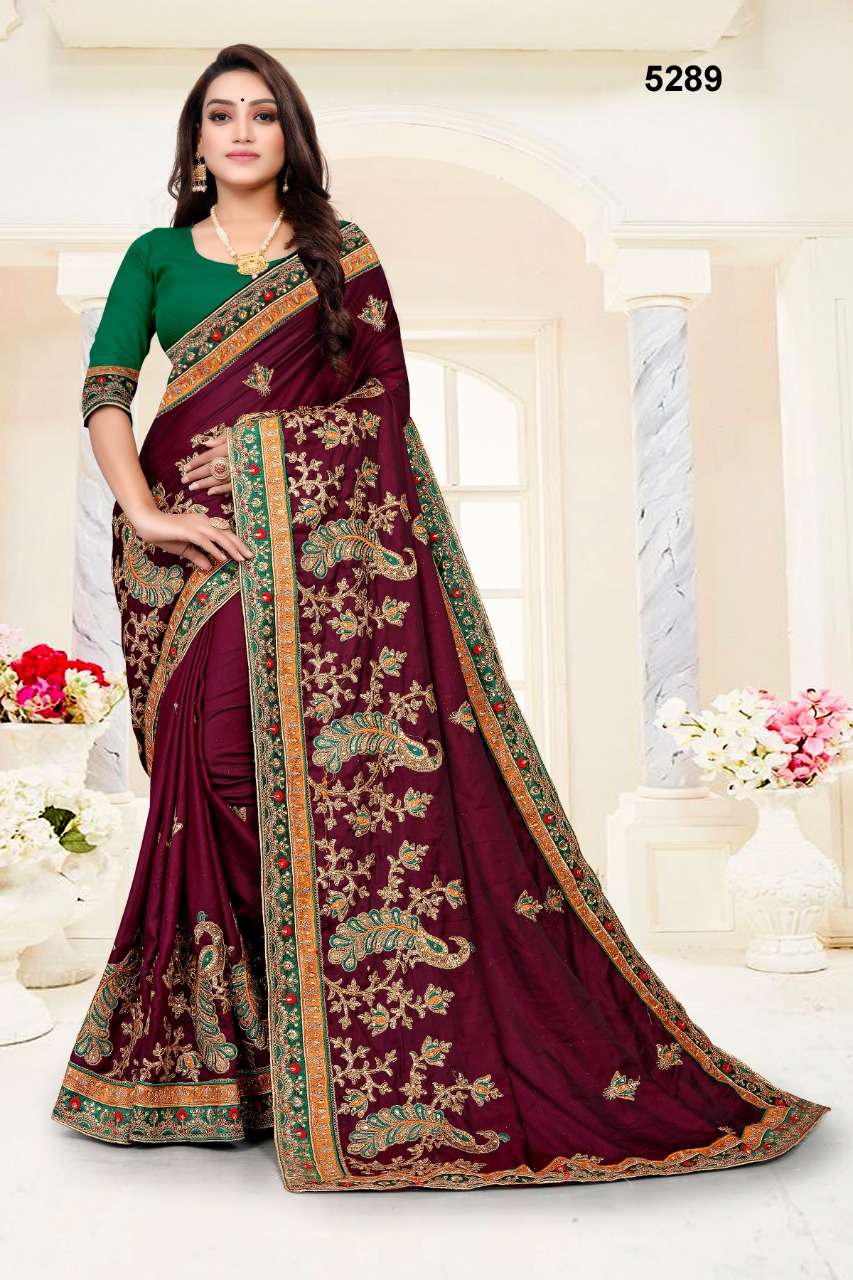 USHA 5289 BY ASLIWHOLESALE DESIGNER BURFY SILK EMBROIDERY SAREES