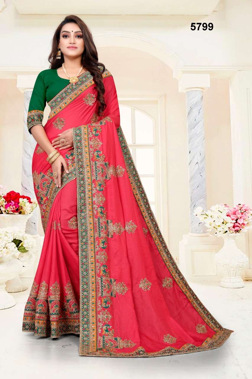 USHA 5799 BY ASLIWHOLESALE DESIGNER BURFI SILK EMBROIDERY WORK SAREES