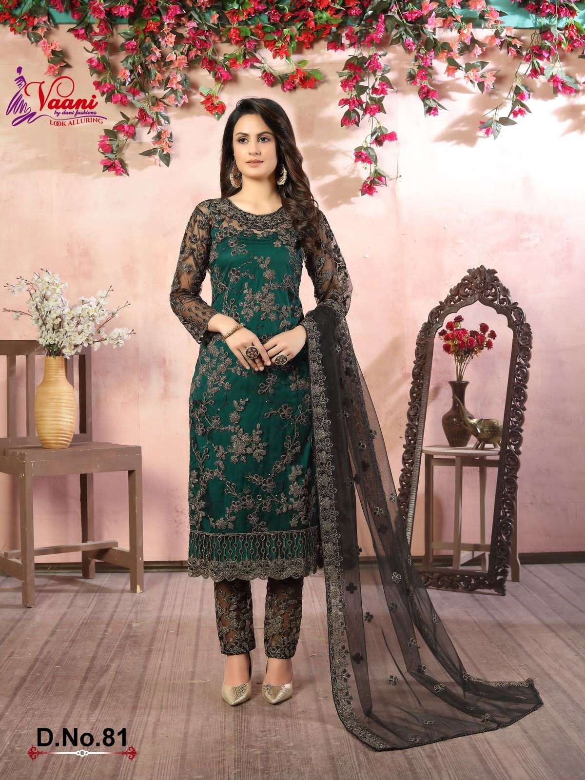 VAANI VOL-8 BY TWISHA 81 TO 84 SERIES DESIGNER NET EMBROIDERY DRESSES