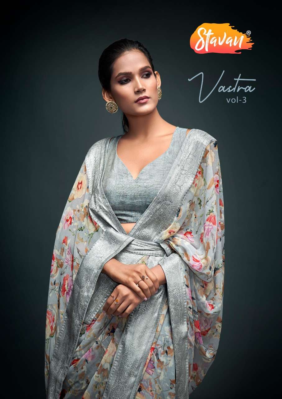 VASTRA VOL-3 BY STAVAN 21 TO 30 SERIES DESIGNER GEORGETTE PRINT SAREES