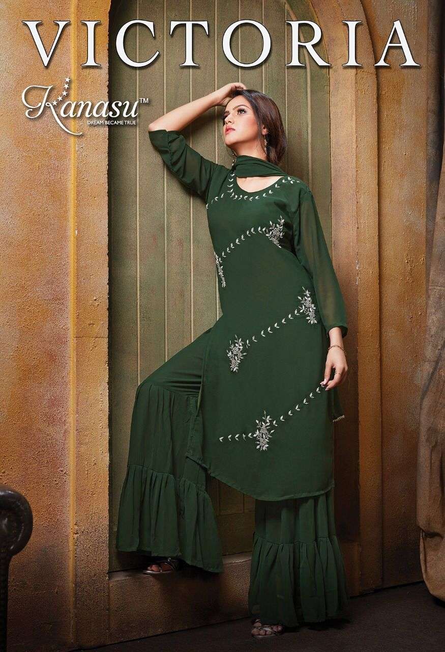 VICTORIA BY KANASU 101 TO 106 SERIES GEORGETTE EMBROIDERY STITCHED DRESSES