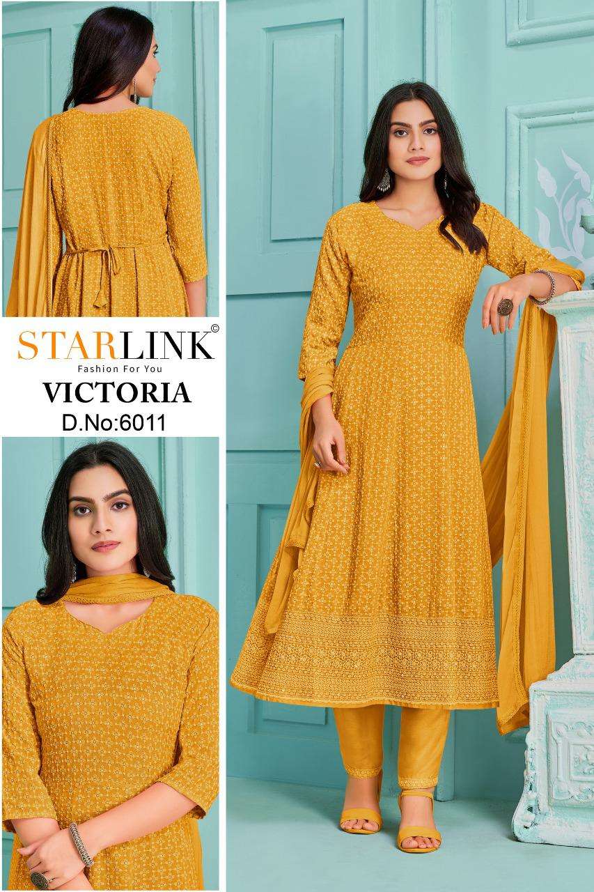 VICTORIA BY STARLINK 6001 TO 5015 SERIES RAYON SCHIFFLI STITCHED DRESSES