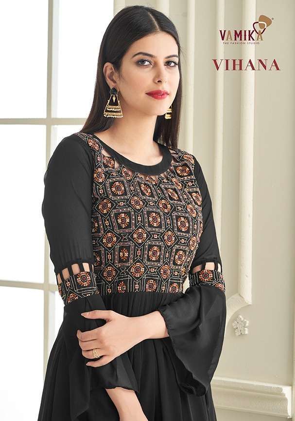 VIHANA HIT DESIGNS BY VAMIKA 3001 TO 3005 SERIES GEORGETTE EMBROIDERY GOWNS