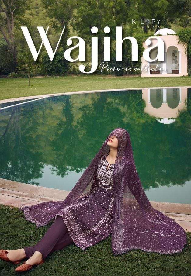 WAJIHA BY KILORY TRENDS 391 TO 395 SERIES PURE MUSLIN SIROWSKI PRINT DRESSES