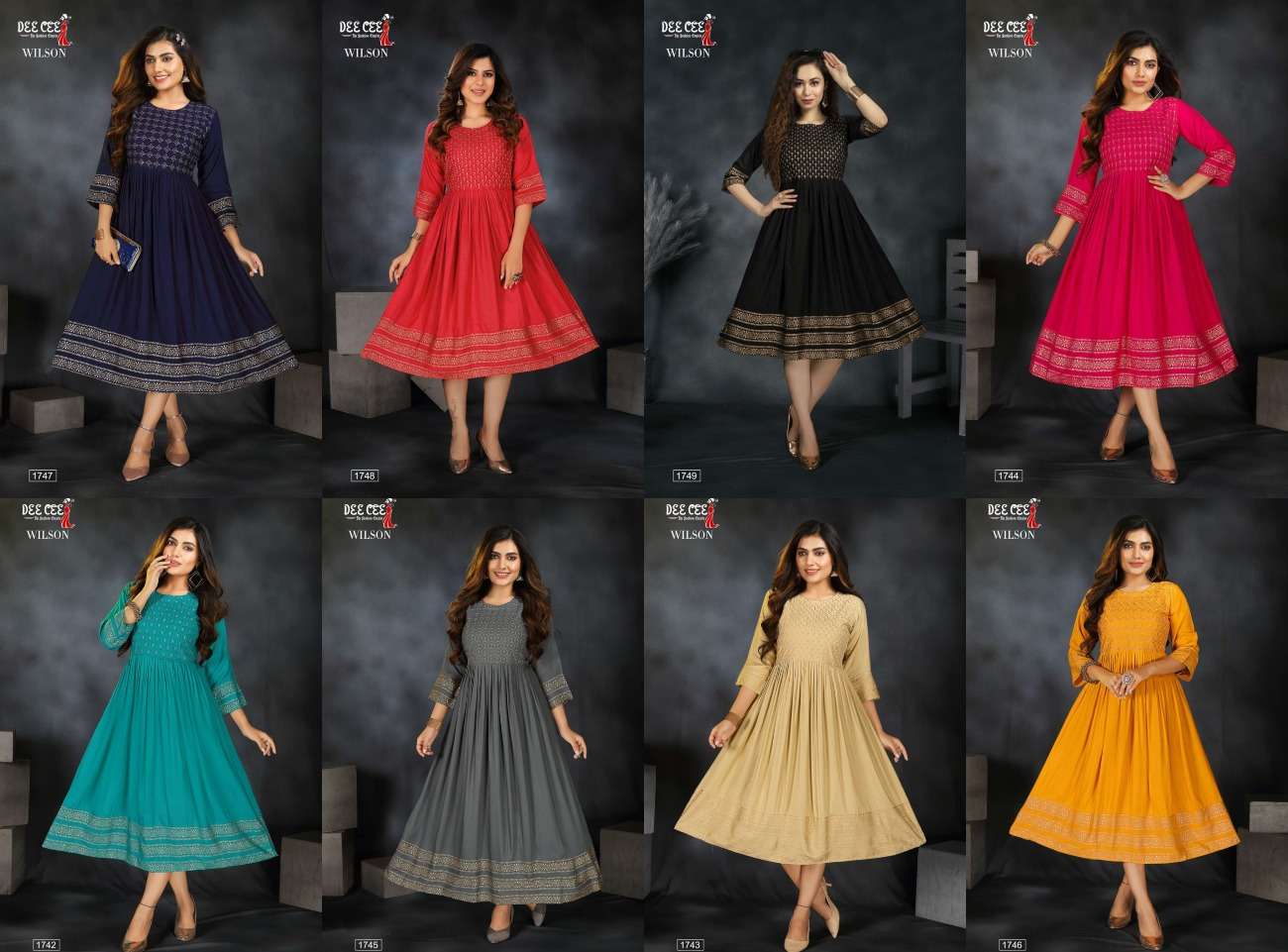 WILSON BY DEE CEE 1742 TO 1749 SERIES RAYON SLUB KURTIS