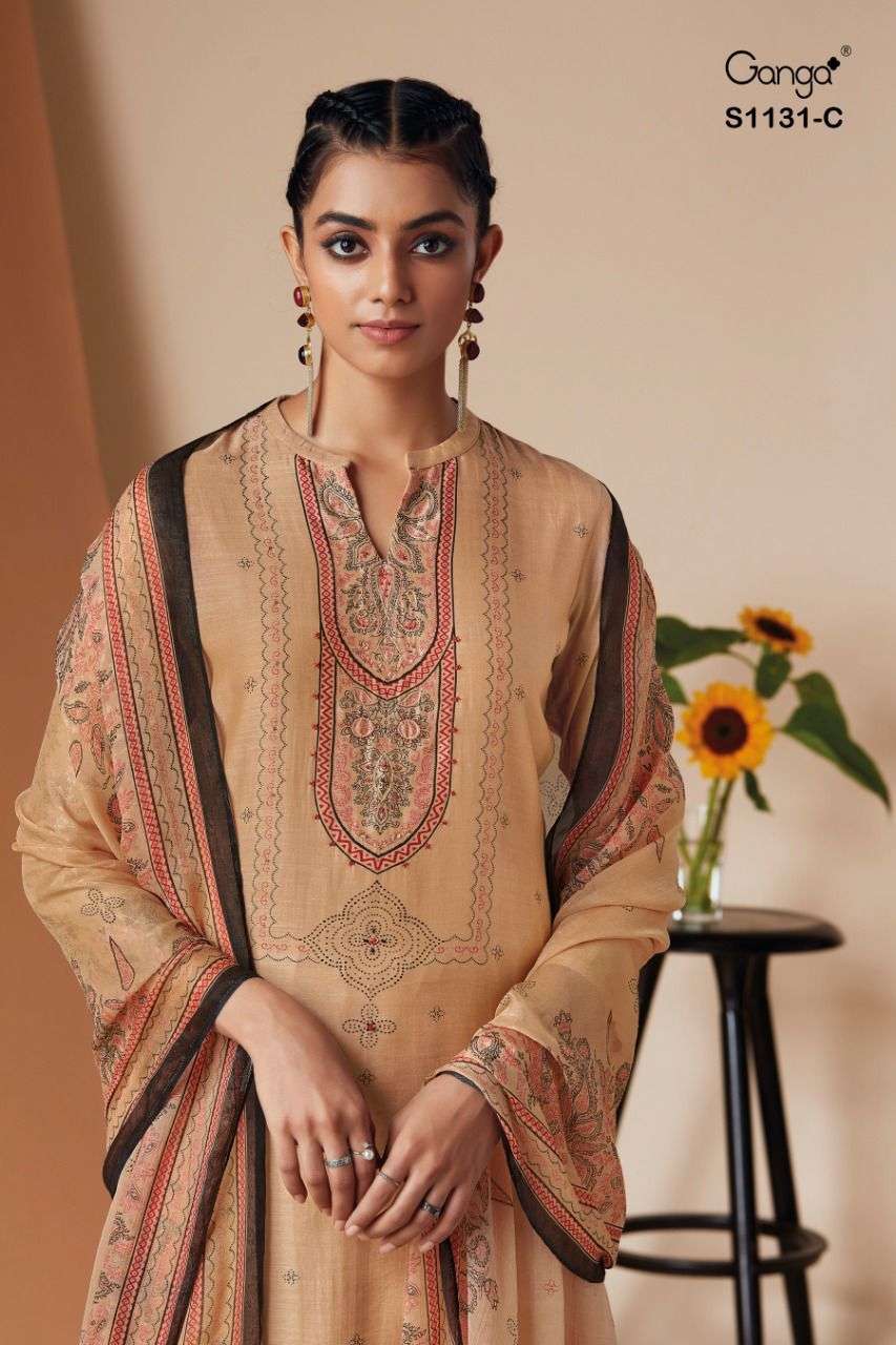 ZINNIA 1131 BY GANGA FASHION 1131-A TO 1131-D SERIES BAMBER SILK PRINT DRESSES