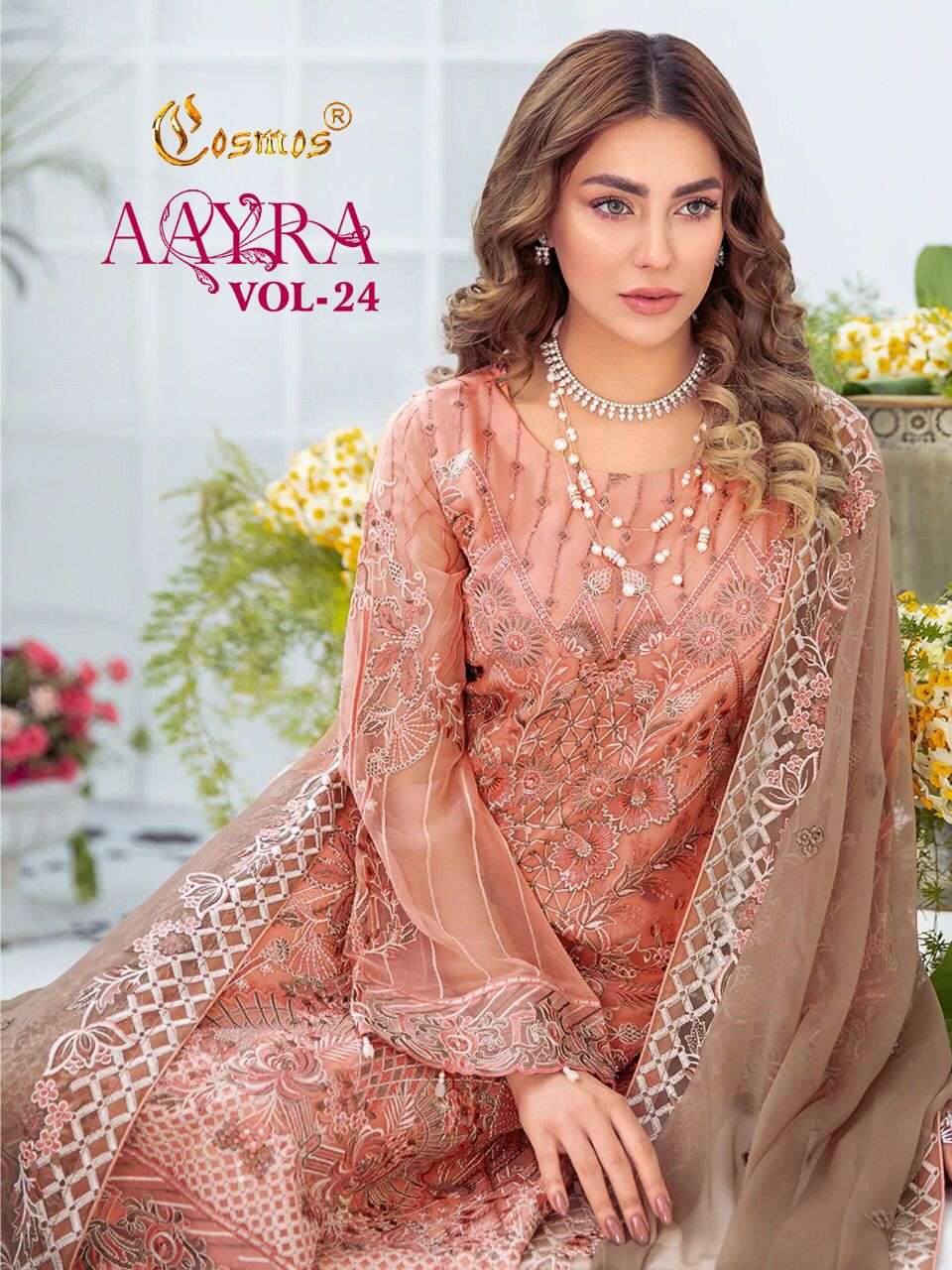 AAYRA VOL-24 BY COSMOS 2401 TO 2406 SERIES FAUX GEORGETTE EMBROIDERY DRESSES