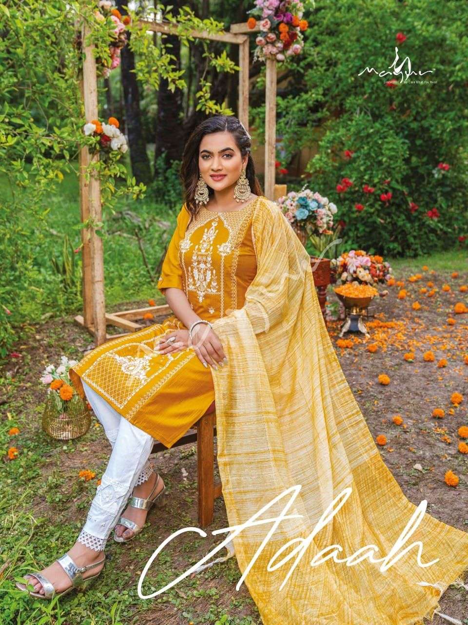 ADAAH BY MAYUR 101 TO 108 SERIES CHINON EMBROIDERY STITCHED DRESSES