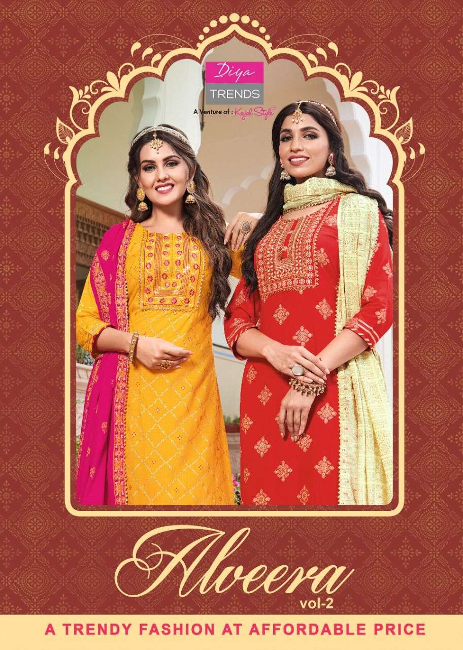 ALVEERA VOL-2 BY DIYA TRENDZ 2001 TO 2008 SEREIS RAYON PRINT STITCHED DRESSES