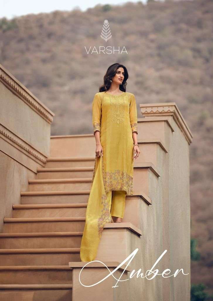 AMBER BY VARSHA 61 TO 64 SERIES VISCOSE PASHMINA EMBROIDERY DRESSES