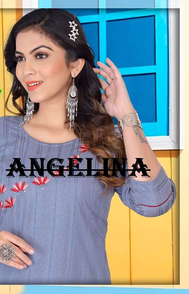 ANGELINA BY ASLIWHOLESALE 301 TO 306 SERIES RAYON EMBROIDERY KURTIS