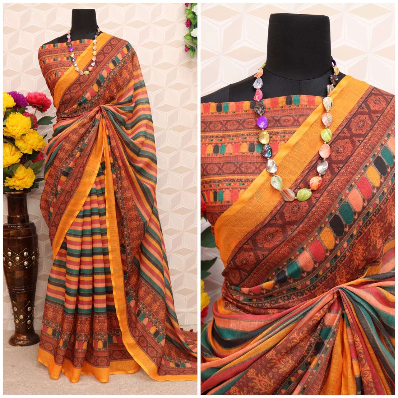 APSARA LINEN BY ASLIWHOLESALE DESIGER PURE LINEN COTTON SAREES