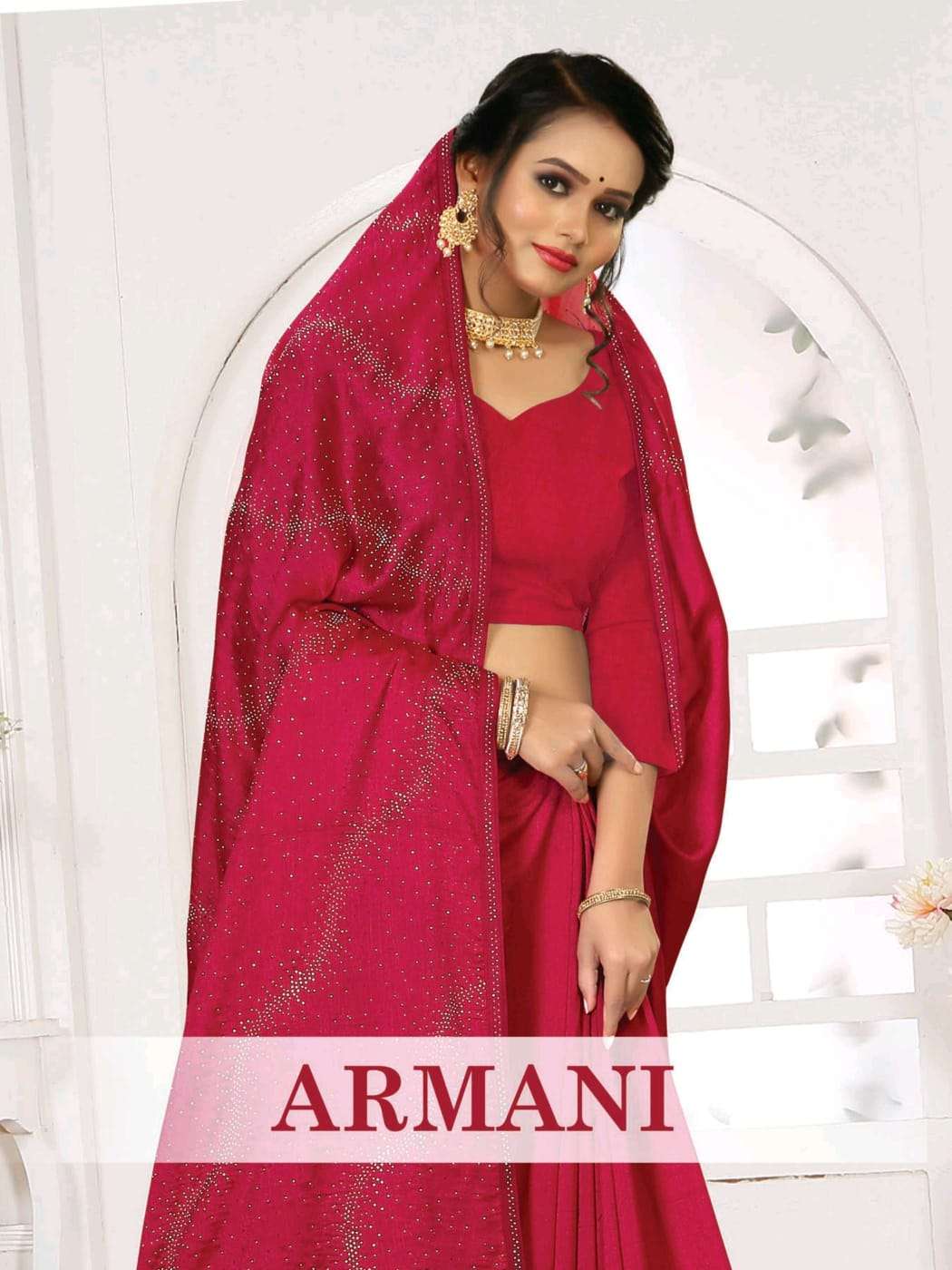 ARMANI BY RONISHA FASHION DESIGNER VICHITRA SILK DIAMOND WORK SAREES