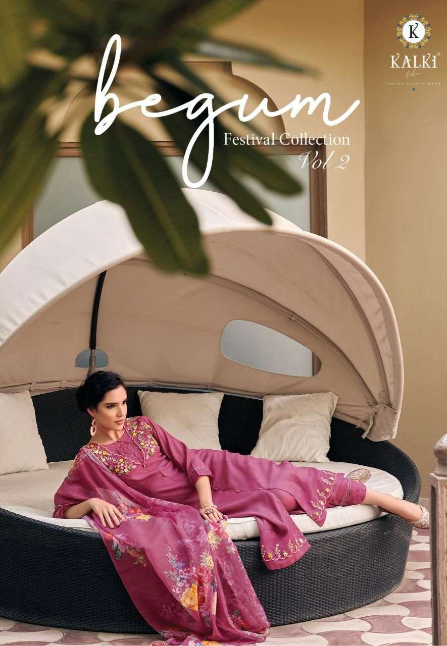 BEGUM VOL-2 BY KALKI FASHION 25001 TO 25007 SERIES SILK EMBROIDERY STITCHED DRESSES