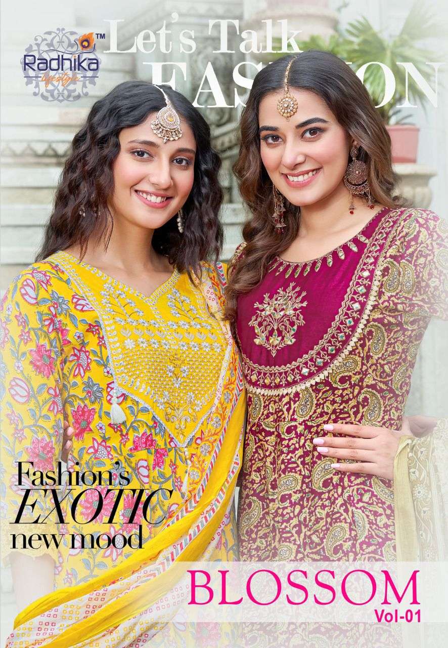 BLOSSOM VOL-1 BY RADHIKA LIFESTYLE 1001 TO 1008 SERIES COTTON STITCHED DRESSES