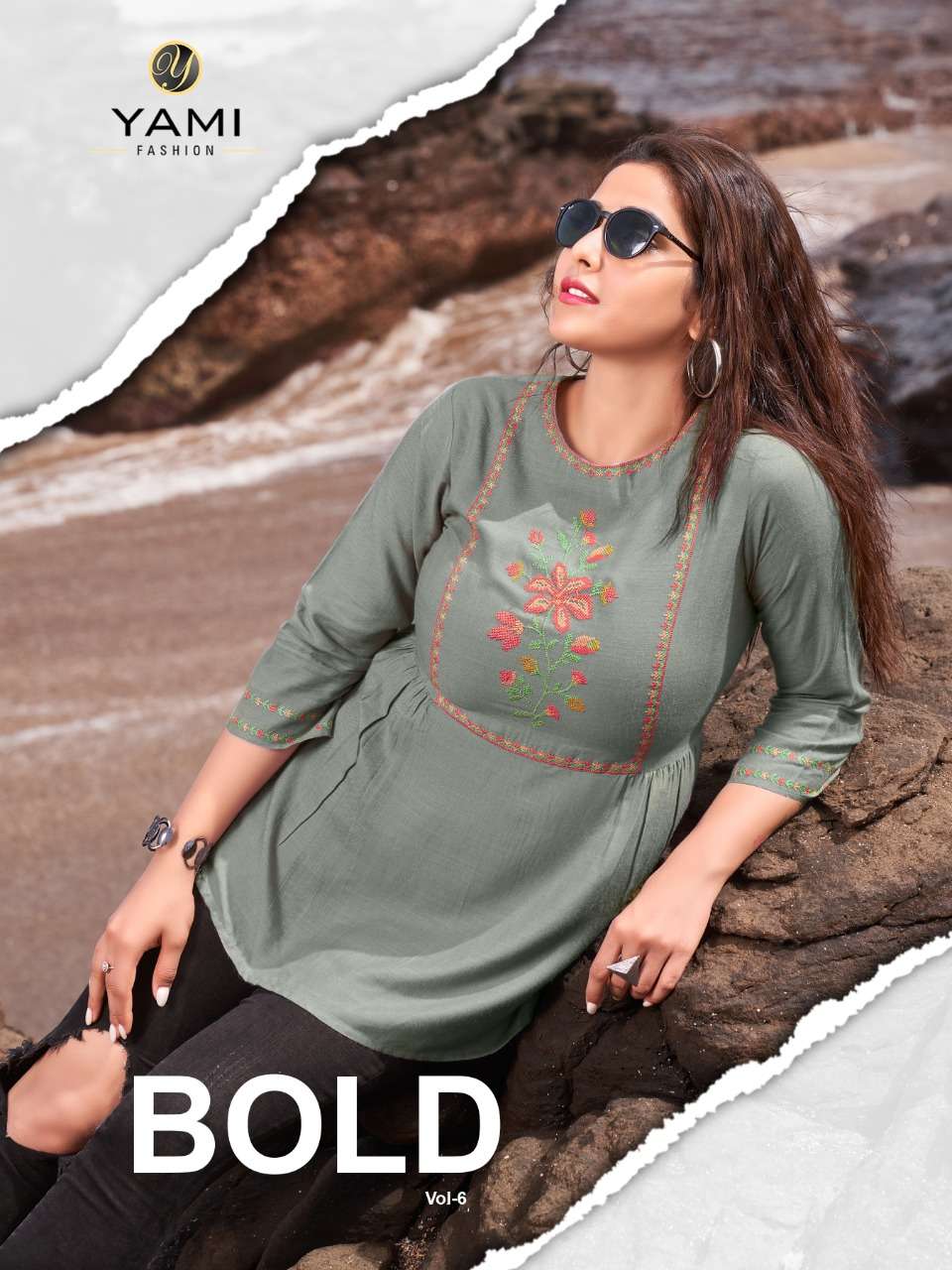 BOLD VOL-6 BY YAMI FASHION 5981 TO 5989 SERIES RAYON EMBROIDERY TOPS
