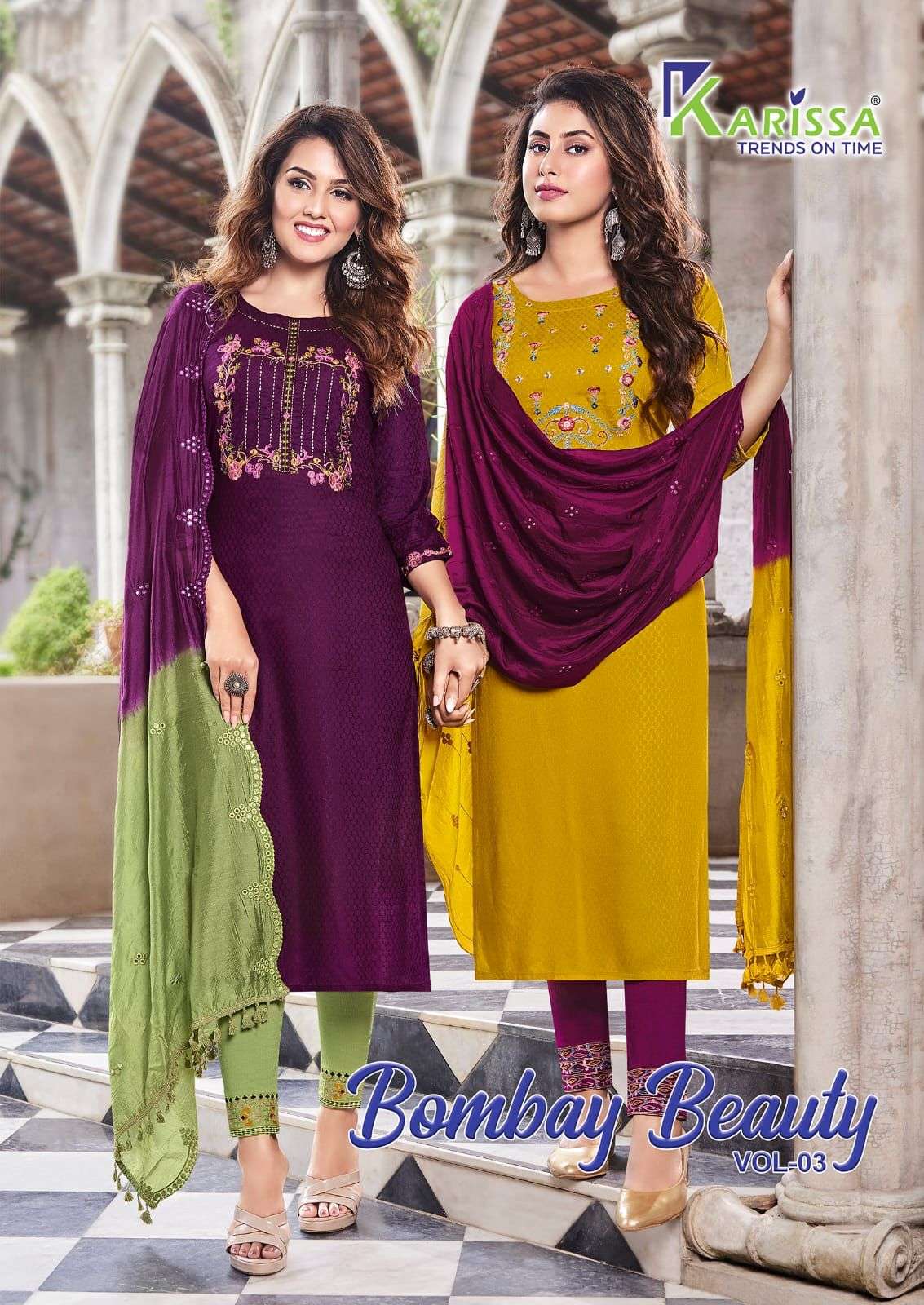 BOMBAY BEAUTY VOL-3 BY KARISSA 3001 TO 3006 SERIES LIVA FANCY VISCOSE STITCHED DRESSES