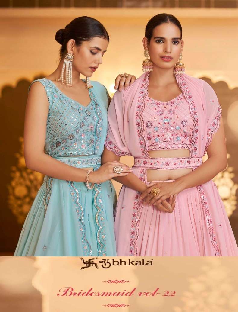 BRIDESMAID VOL-22 BY SHUBHKALA 2181 TO 2187 SERIES GEORGETTE LEHENGAS