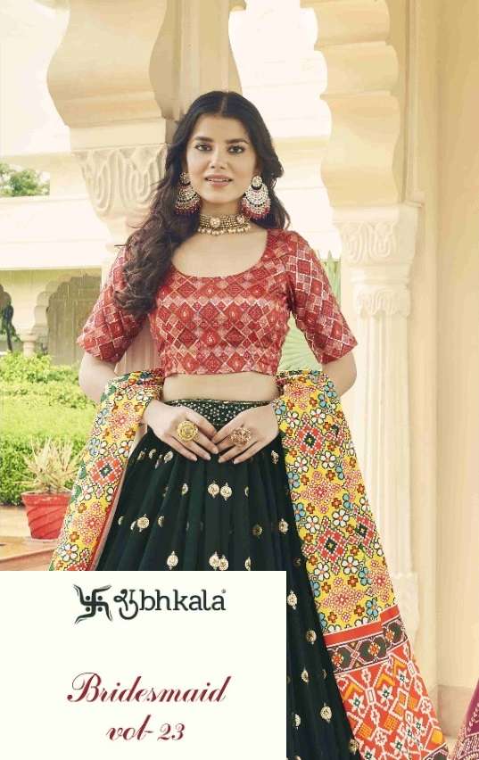 BRIDESMAID VOL-23 BY SHUBHKALA 2191 TO 2198 SERIES GEORGETTE HEAVY WORK BRIDAL LEHENGAS