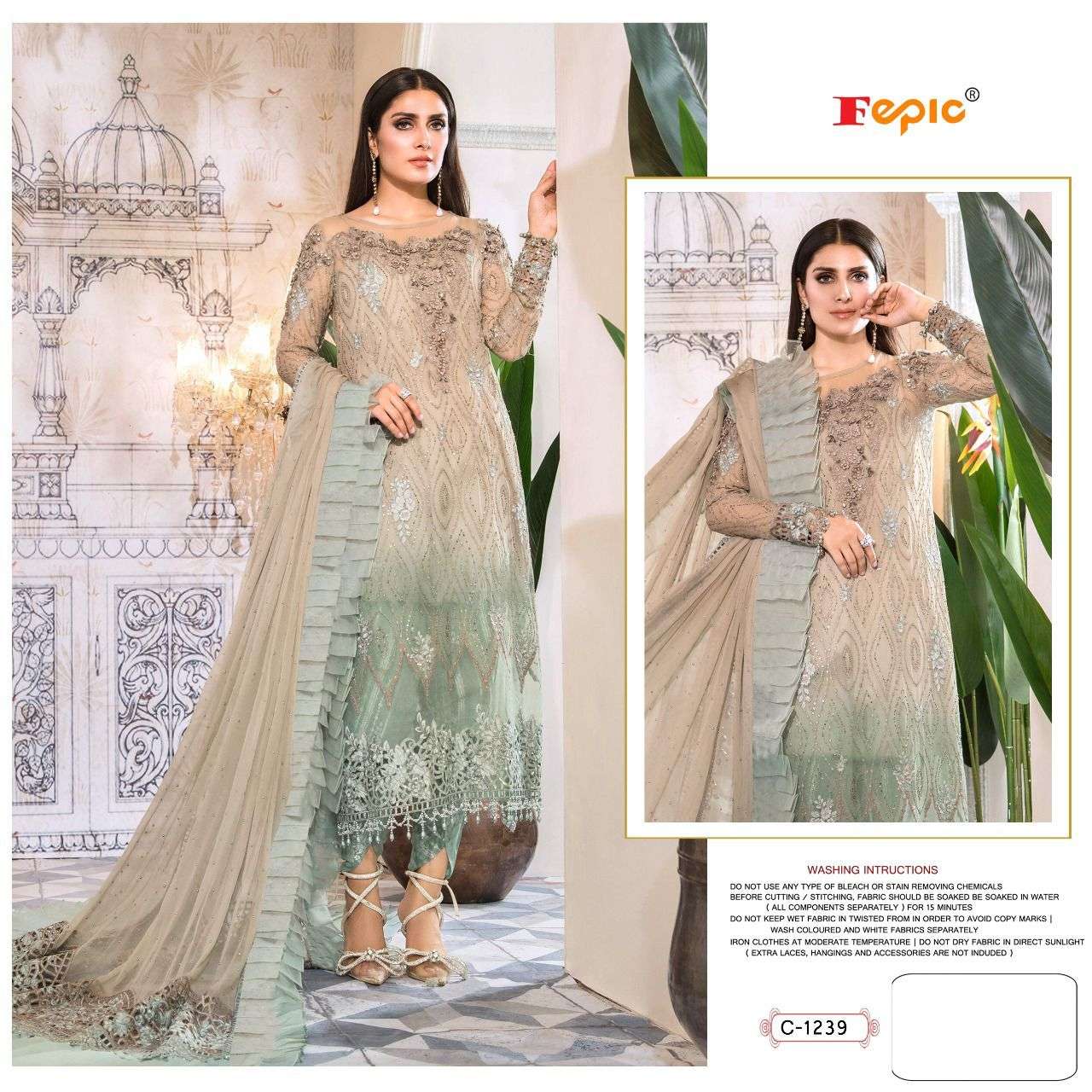 C-1239 HIT DESIGN BY FEPIC BUTTERFLY NET EMBROIDERY PAKISTANI DRESS