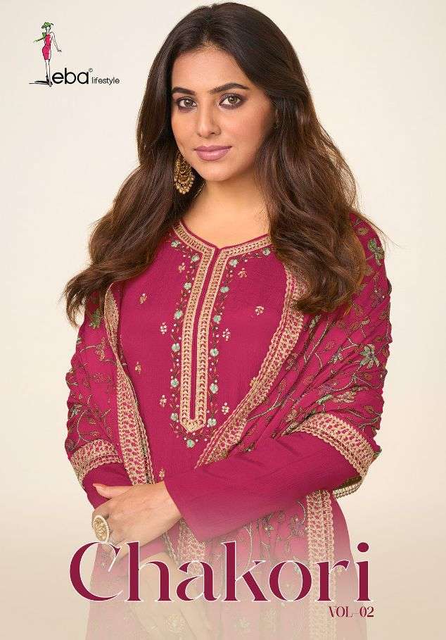 CHAKORI VOL-2 BY EBA LIFESTYLE 1499 TO 1502 SERIES CHINON EMBROIDERY DRESSES