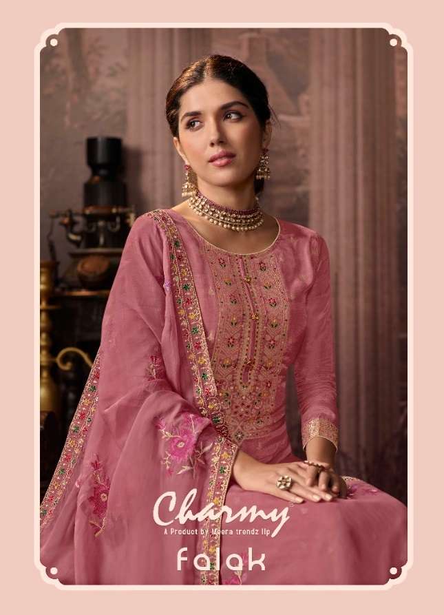 CHARMY FALAK BY ZISA 4431 TO 4436 SERIES CREAM SILK JACQUARD WORK DRESSES