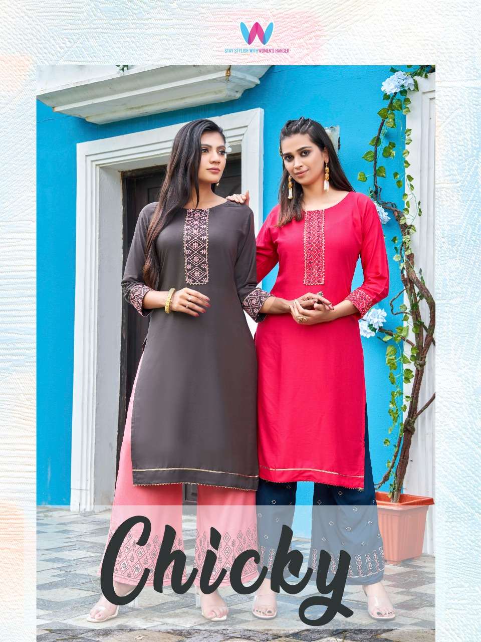 CHICKY BY WOMENS HANGER 1001 TO 1008 SERIES RAYON EMBROIDERY KURTIS