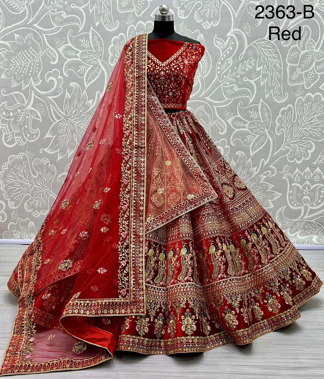 CODE-2363 COLOURS BY ASLIWHOLESALE HEAVY DESIGNER VELVET BRIDAL LEHENGAS