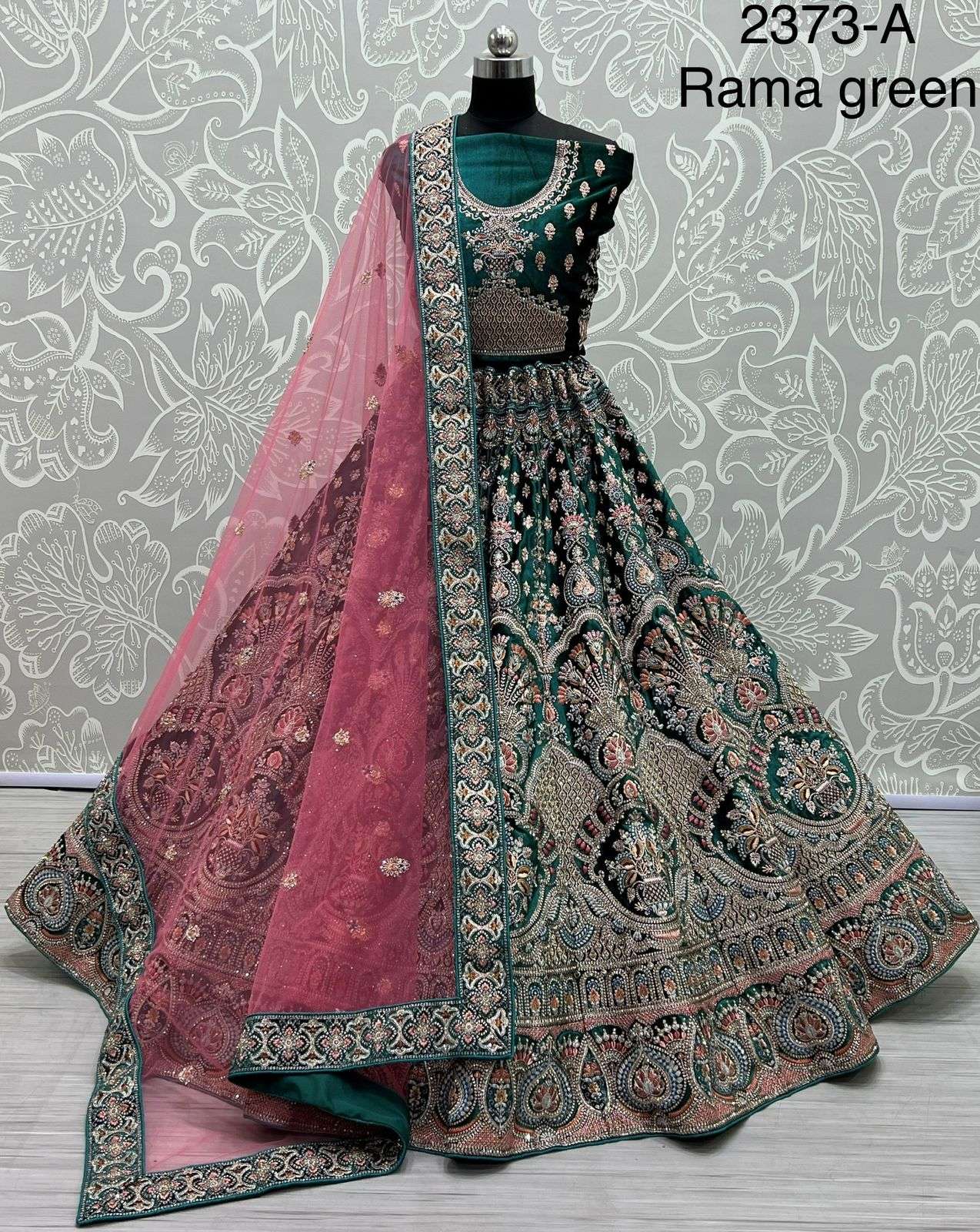 CODE-2373 COLOURS BY ASLIWHOLESALE VELVET EMBROIDERY BRIDAL LEHENGAS