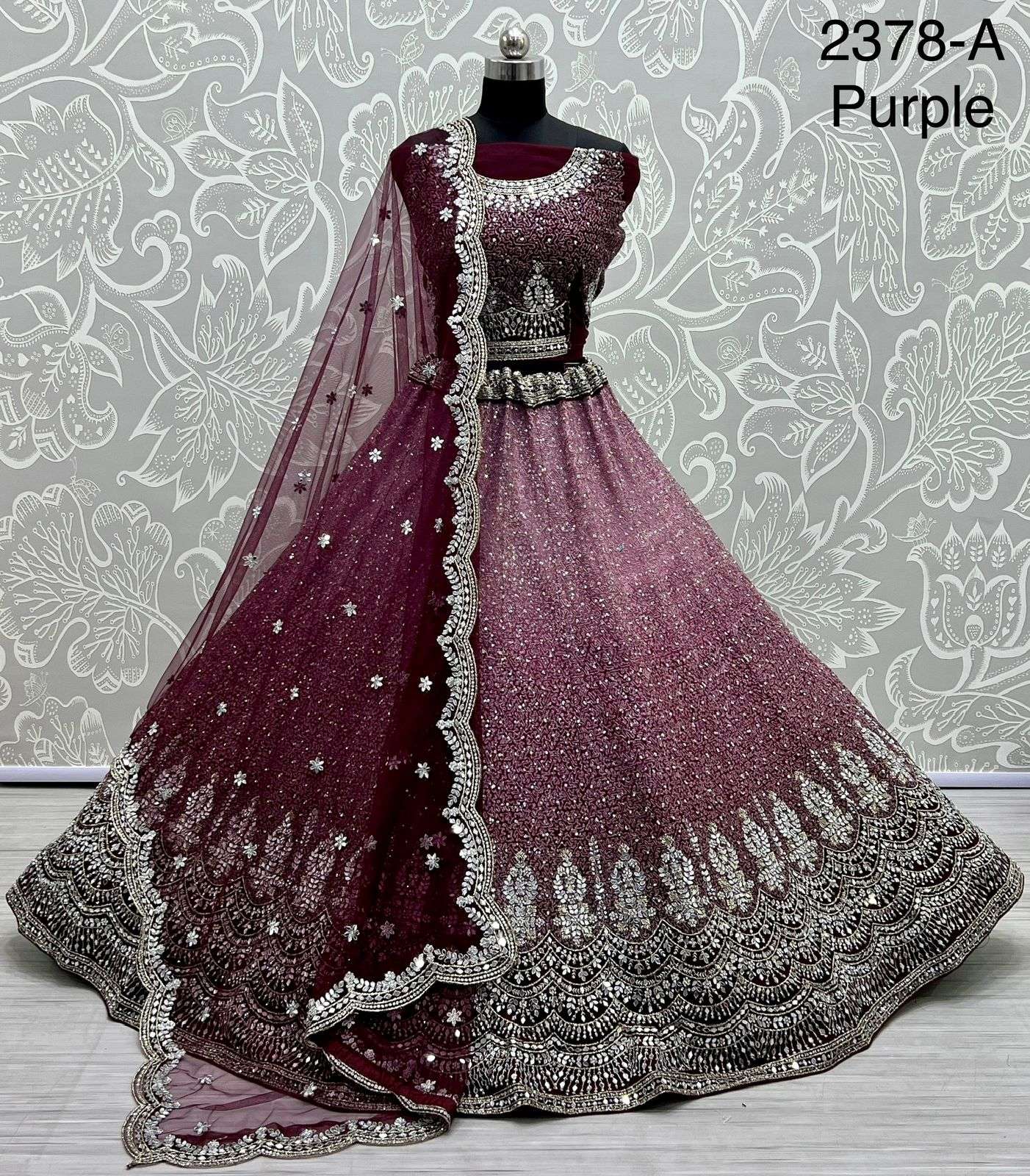 CODE-2378 COLOURS BY ASLIWHOLESALE NET MIRROR WORK BRIDAL LEHENGAS