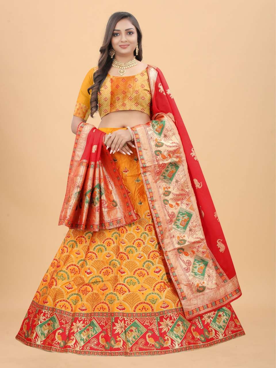 CODE-4930 BY ASLIWHOLESALE DESIGNER BANARASI SILK LEHENGAS