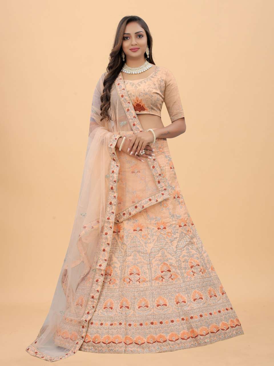 CODE-4948 BY ASLIWHOLESALE JHARKAN SILK EMBROIDERY WORK LEHENGA