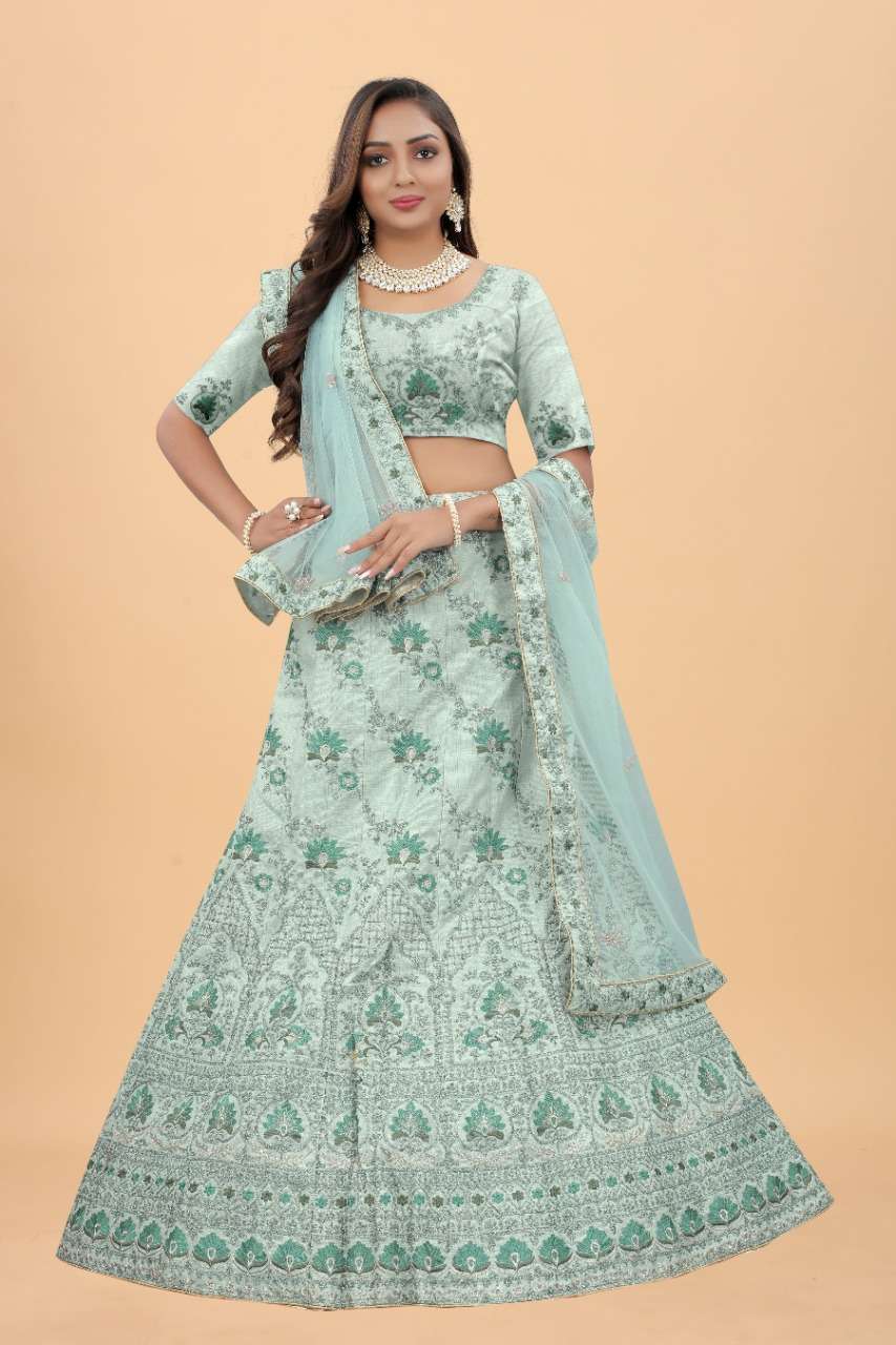 CODE-4949 BY ASLIWHOLESALE JHARKAN SILK HEAVY EMBROIDERY LEHENGA