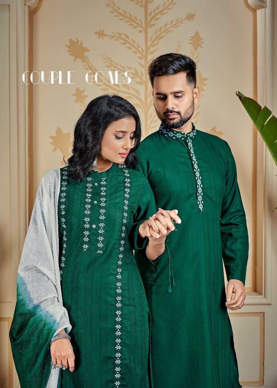 COUPLE GOALS BY ASLIWHOLESALE 1001 TO 1006 SERIES COTTON COUPLE KURTAS