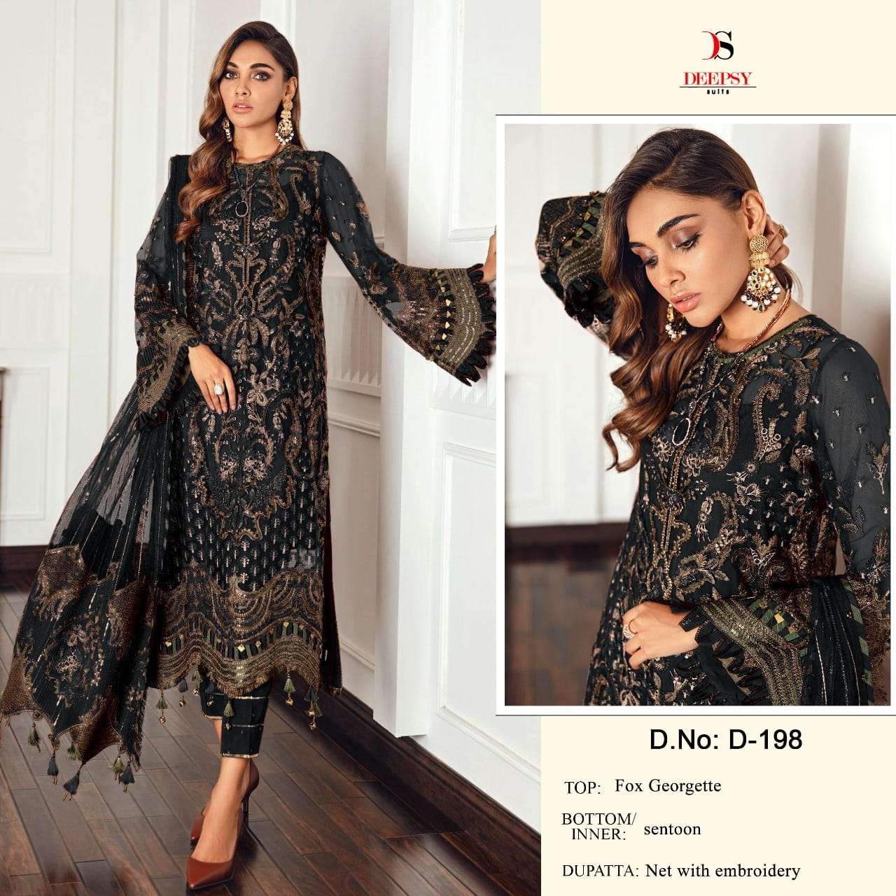 D-198 HIT DESIGN BY DEEPSY SUITS GEORGETTE EMBROIDERY PAKISTANI DRESS