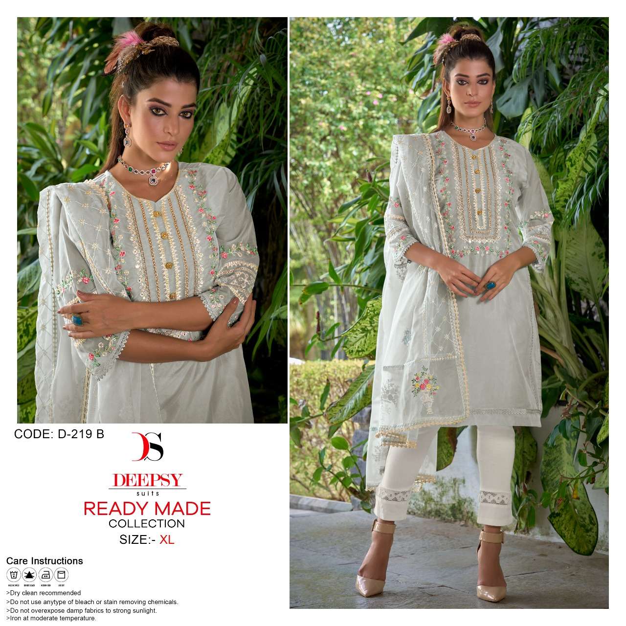 D-219 COLOURS BY DEEPSY SUIT 219-A TO 219-D SERIES ORGANZA EMBROIDERY STITCHED DRESSES