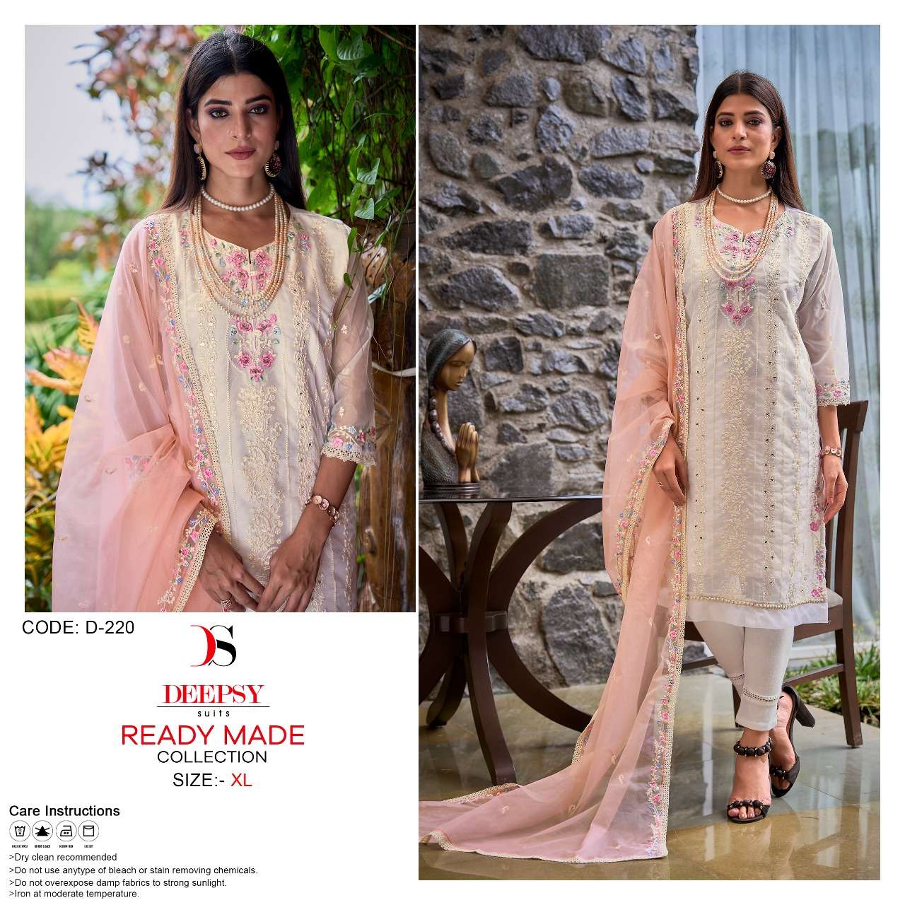 D-220 HIT DESIGN BY DEEPSY SUITS PURE ORGANZA EMBROIDERED STITCHED DRESS