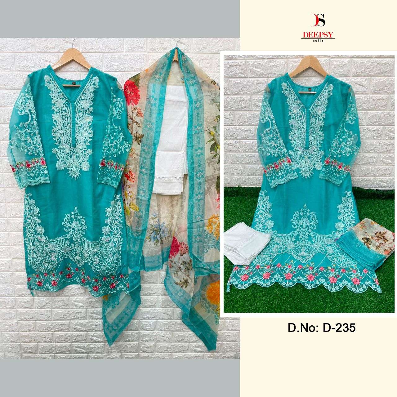 D-235 HIT DESIGN BY DEEPSY SUITS PURE ORGANZA EMBROIDERY STITCHED DRESS