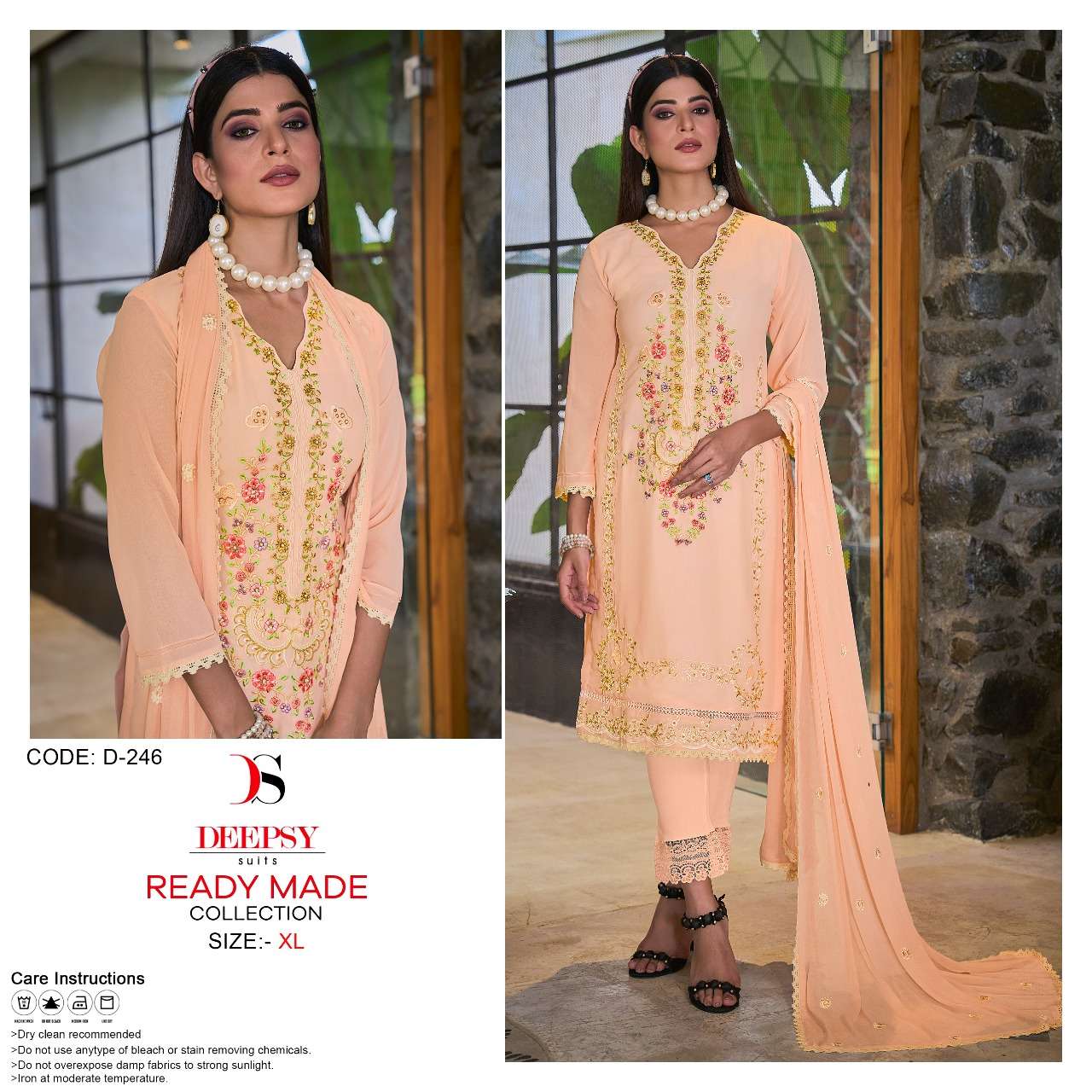 D-246 HIT DESIGN BY DEEPSY SUITS GEORGETTE EMBROIDERY STITCHED DRESS