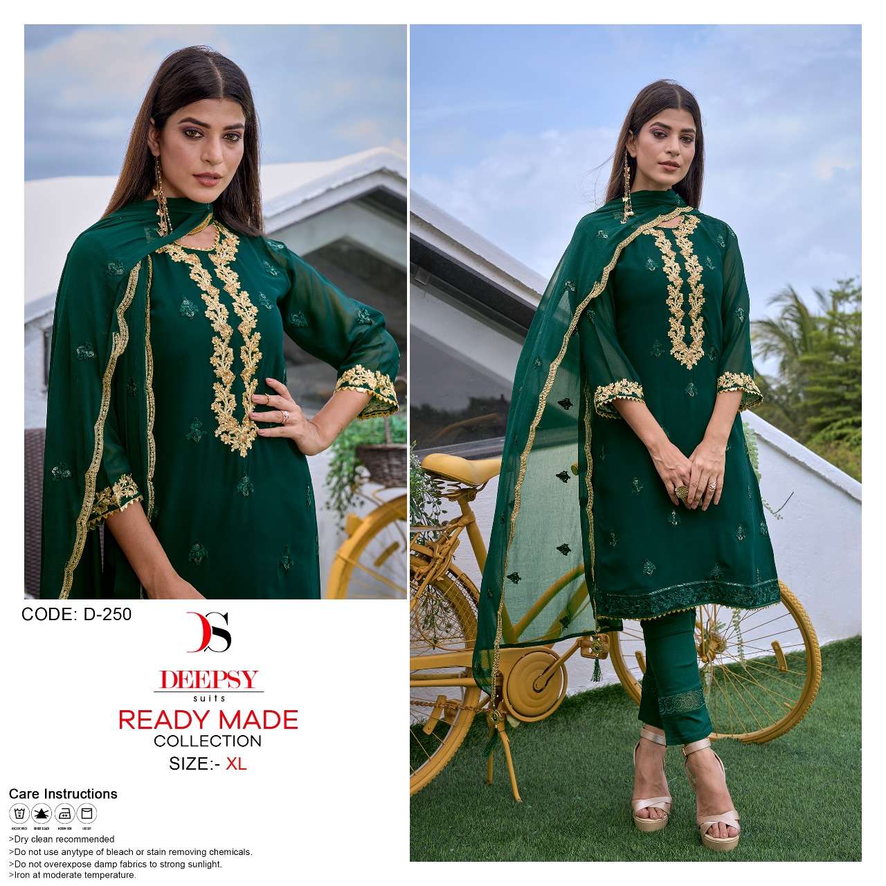 D-250 HIT DESIGN BY DEEPSY SUITS GEORGETTE EMBROIDERY KHATLI WORK STITCHED DRESS