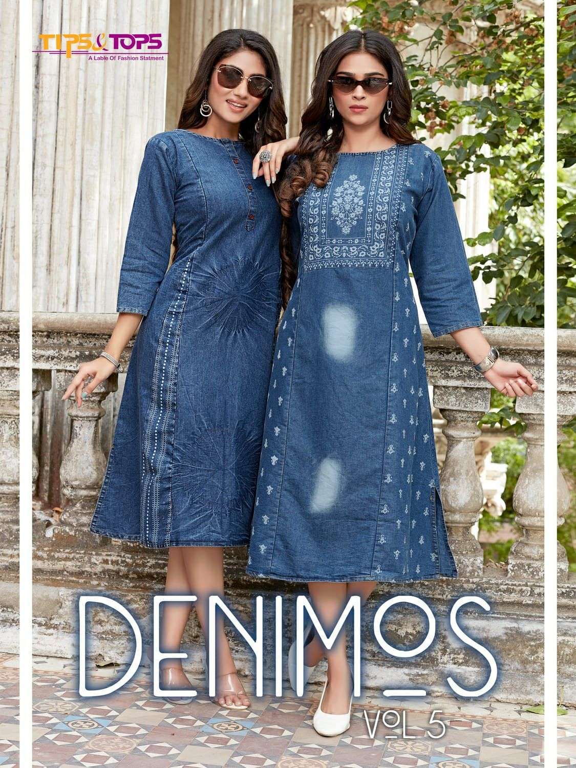 DENIMOS VOL-5 BY TIPS & TOPS 501 TO 506 SERIES COTTON DENIM KURTIS