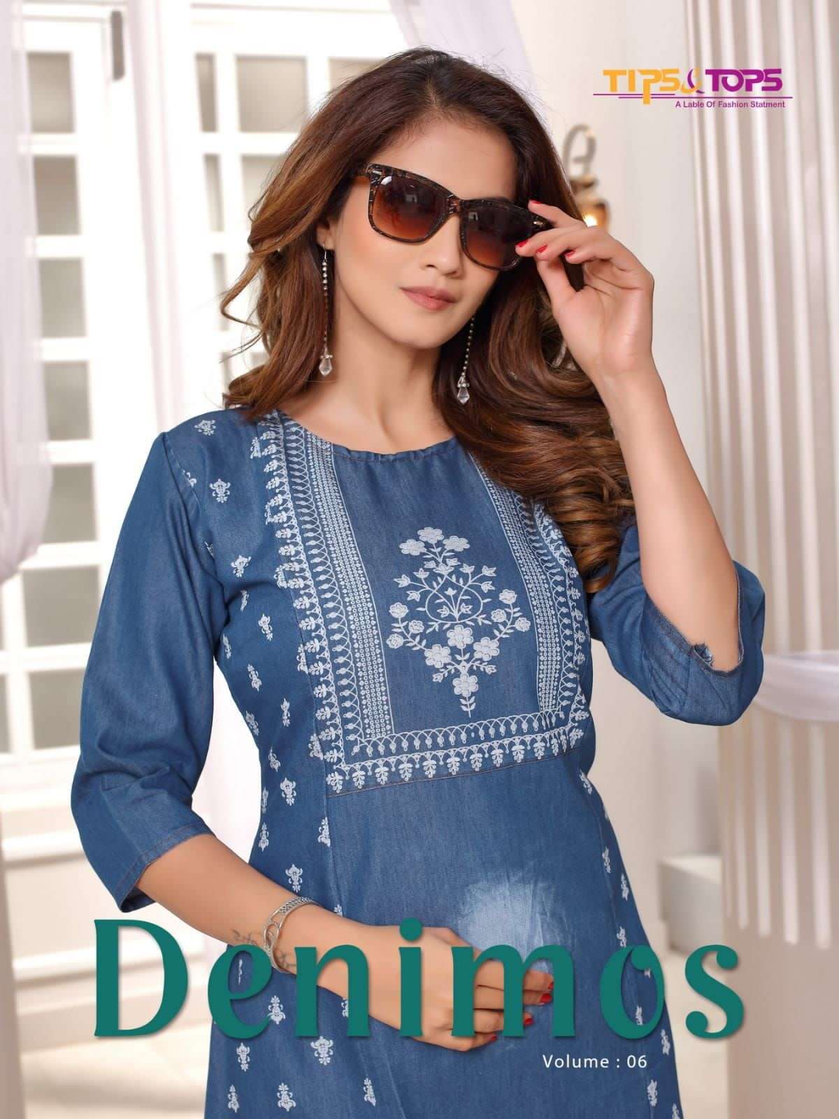 DENIMOS VOL-6 BY TIPS & TOPS 601 TO 606 SERIES COTTON DENIM KURTIS