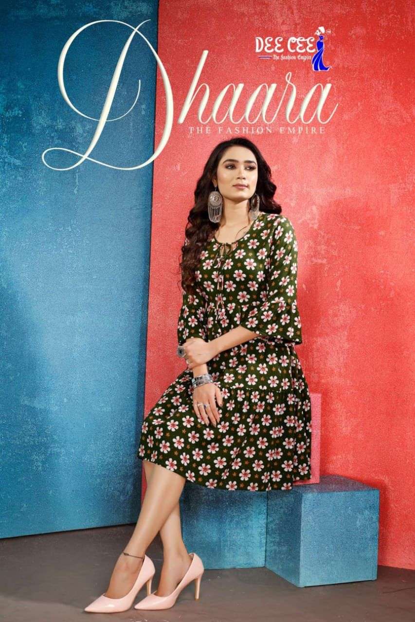 DHAARA BY DEE CEE 101 TO 106 SERIES RAYON PRINT KURTIS