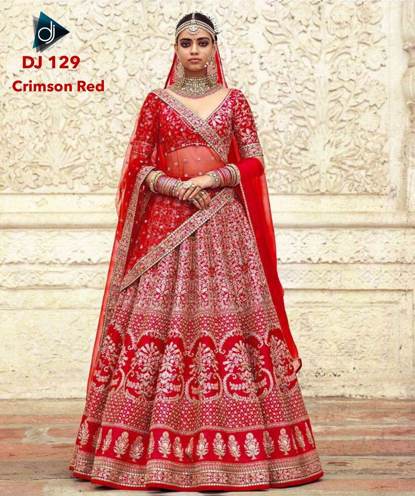 DJ-129 COLOURS BY ASLIWHOLESALE DESIGNER SILK HEAVY WORK BRIDAL LEHENGAS