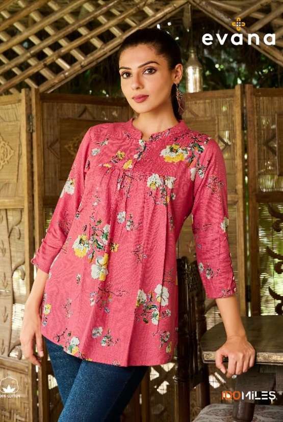 EVANA BY 100 MILES 01 TO 06 SERIES PURE COTTON SATIN PRINT TOPS