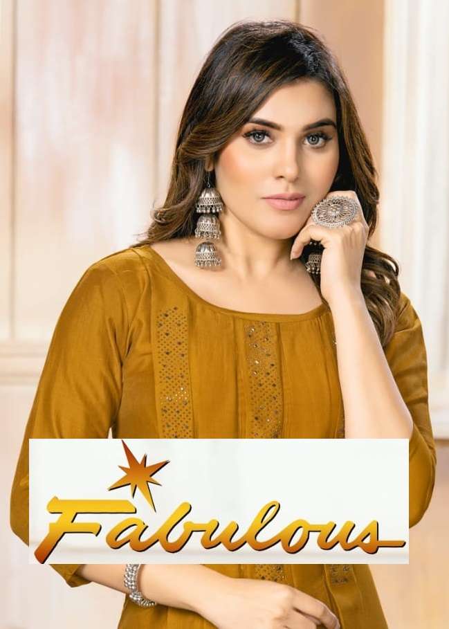 FABULOUS BY KINTI 101 TO 106 SERIES HEAVY CHINON SILK DIAMOND WORK KURTIS