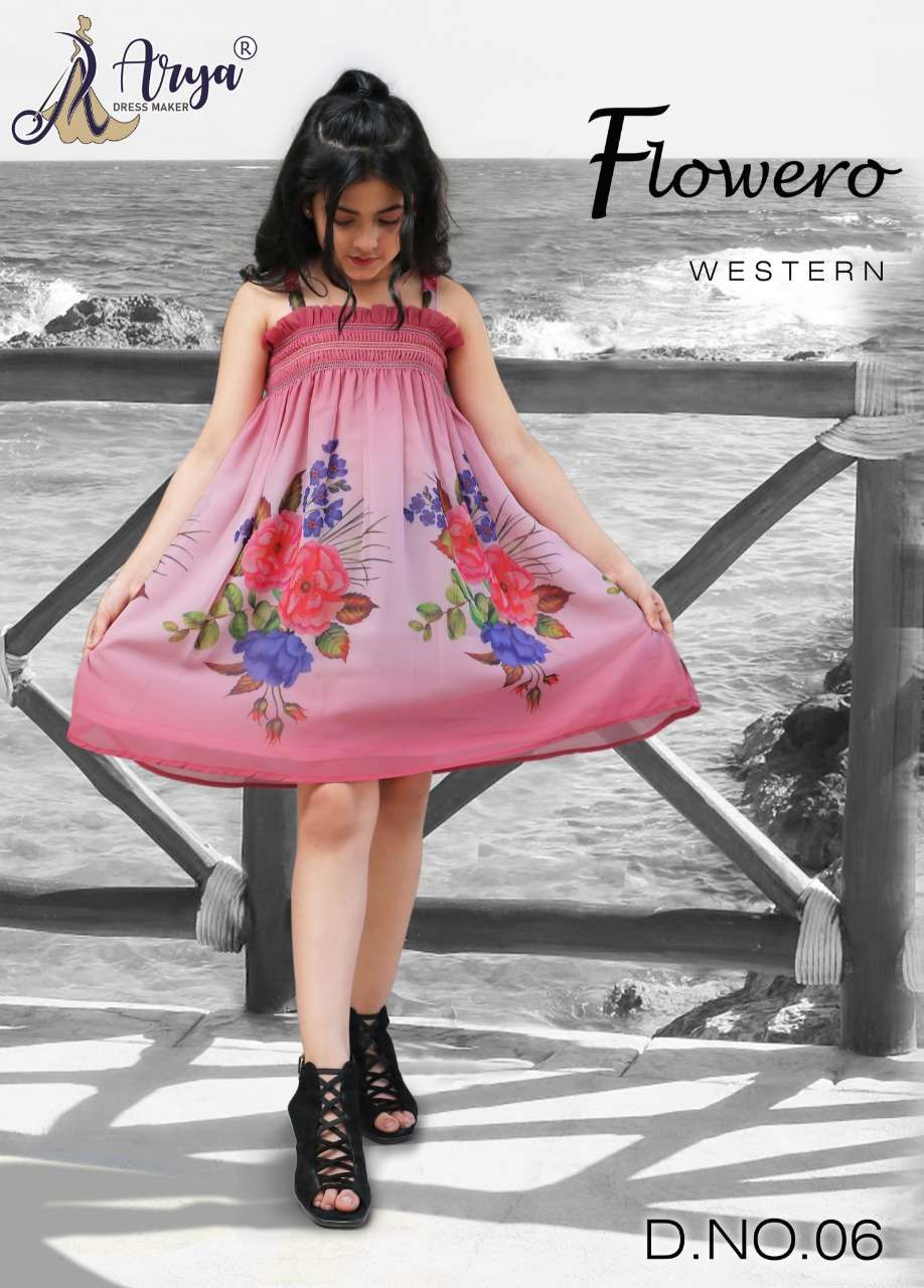 FLOWERO WESTERN BY ARYA DRESS MAKER GEORGETTE PRINT KIDS FROCKS